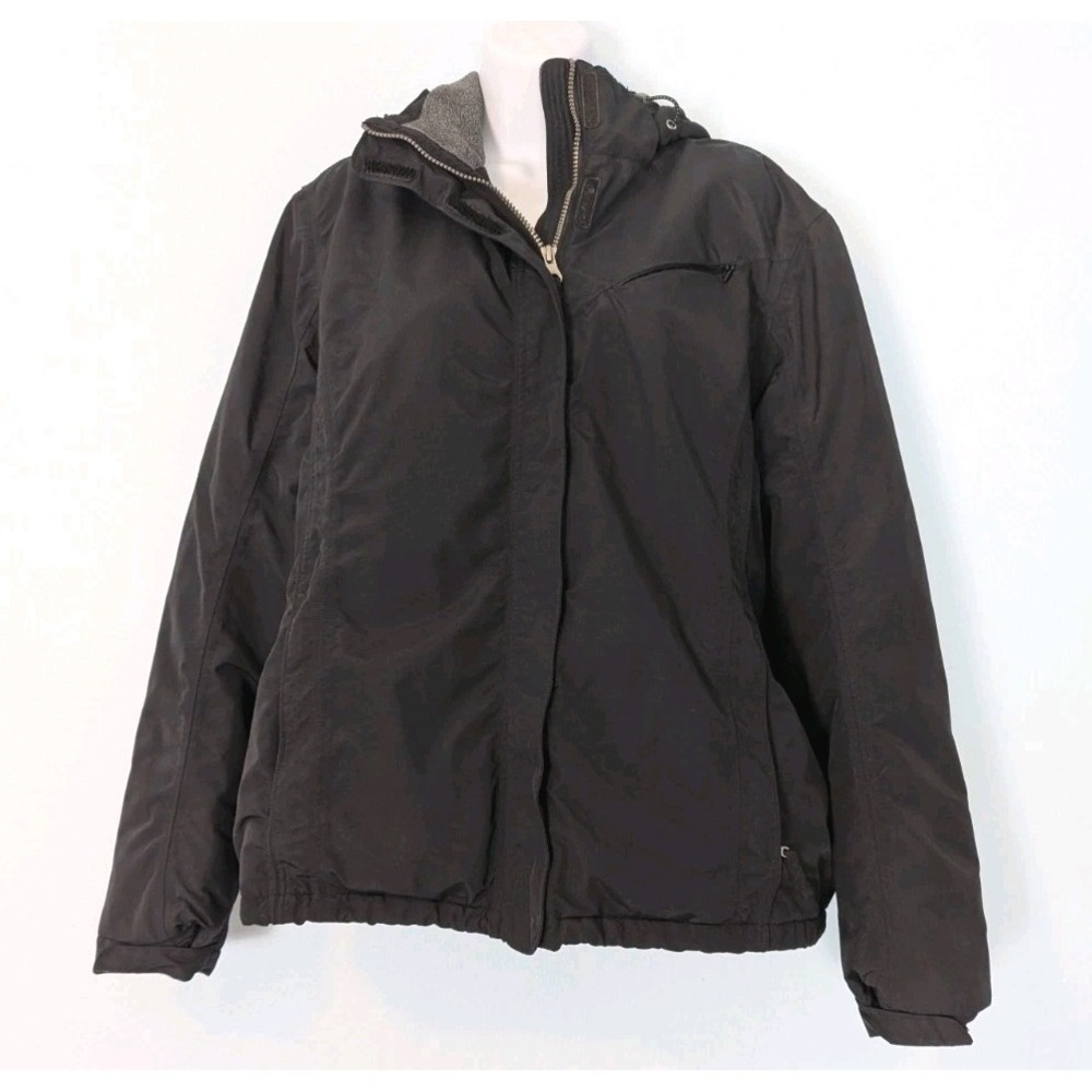 Lands' End Squall Jacket Womens XL 18 Black Removable Hood Parka Coat Waterproof